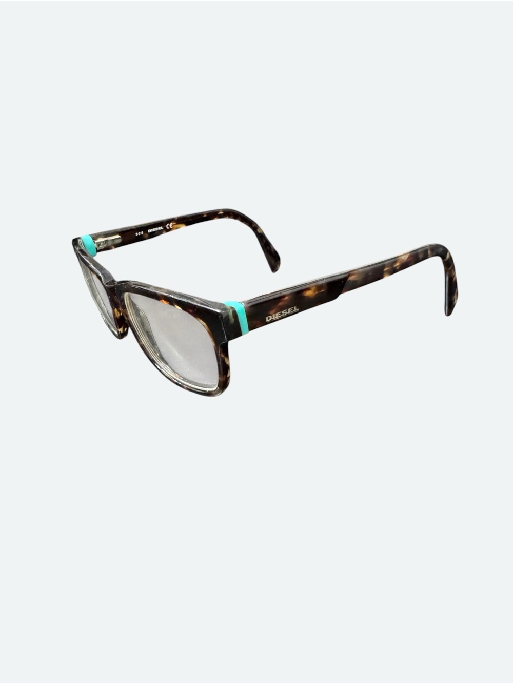 DIESEL DL5072-1 Tortoise Shell Eyeglass Frames with Teal Accents 53-15-145
